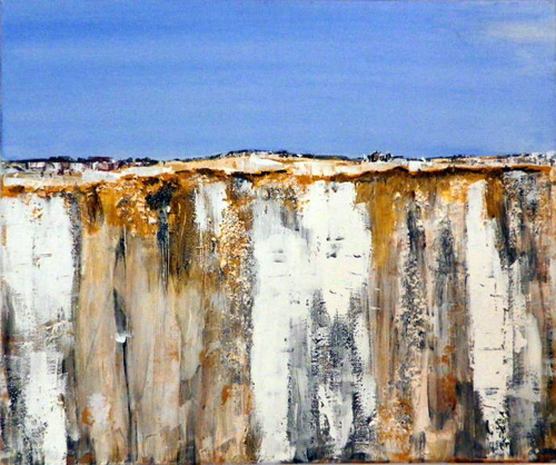 'Abgelegenes Dorf', Mischtechnik, 60cm x 50cm, in Privatbesitz