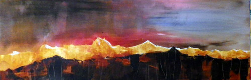 'Alpenglühen', Acryl, 150cm x 50cm, Preis auf Anfrage