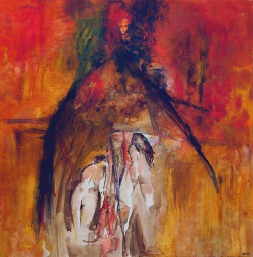 'Im Land der Elfen', Aquarell, 100cm x 100cm, Preis auf Anfrage
