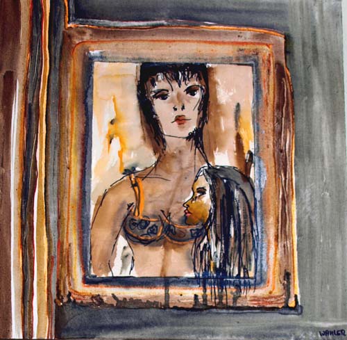 'Freundinnen', Mischtechnik, 50cm x 50cm, in Privatbesitz