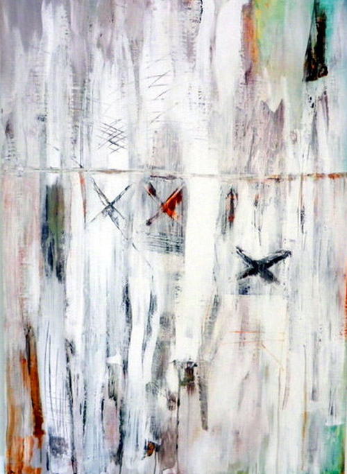 'Hinter der Fassade 1', Mischtechnik, 100cm x 140cm, in Privatbesitz