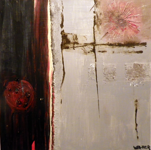 'Roter Mond', Mischtechnik, 40cm x 40cm, Preis auf Anfrage