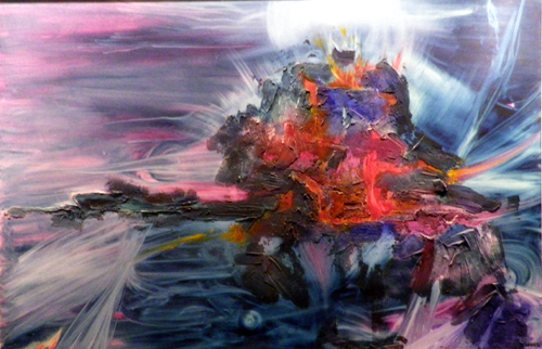 'Vulkania', Mischtechnik, 120cm x 80cm, Preis auf Anfrage